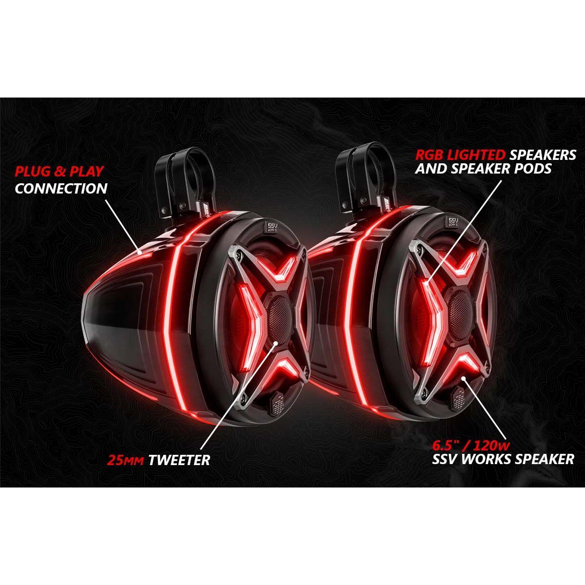 Polaris RZR Pro / Turbo R Ride Command V-Spec 5 Speaker Plug-&-Play System