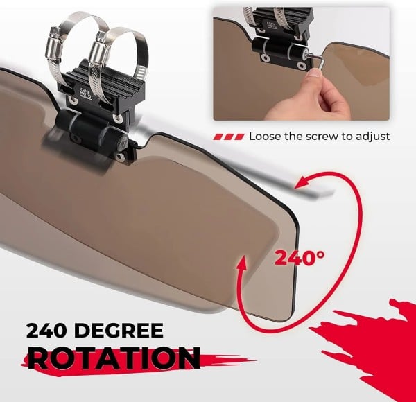 Kemimoto Universal Tinted Sun Visor Sun Shade For 1.5”-2” Roll Bars
