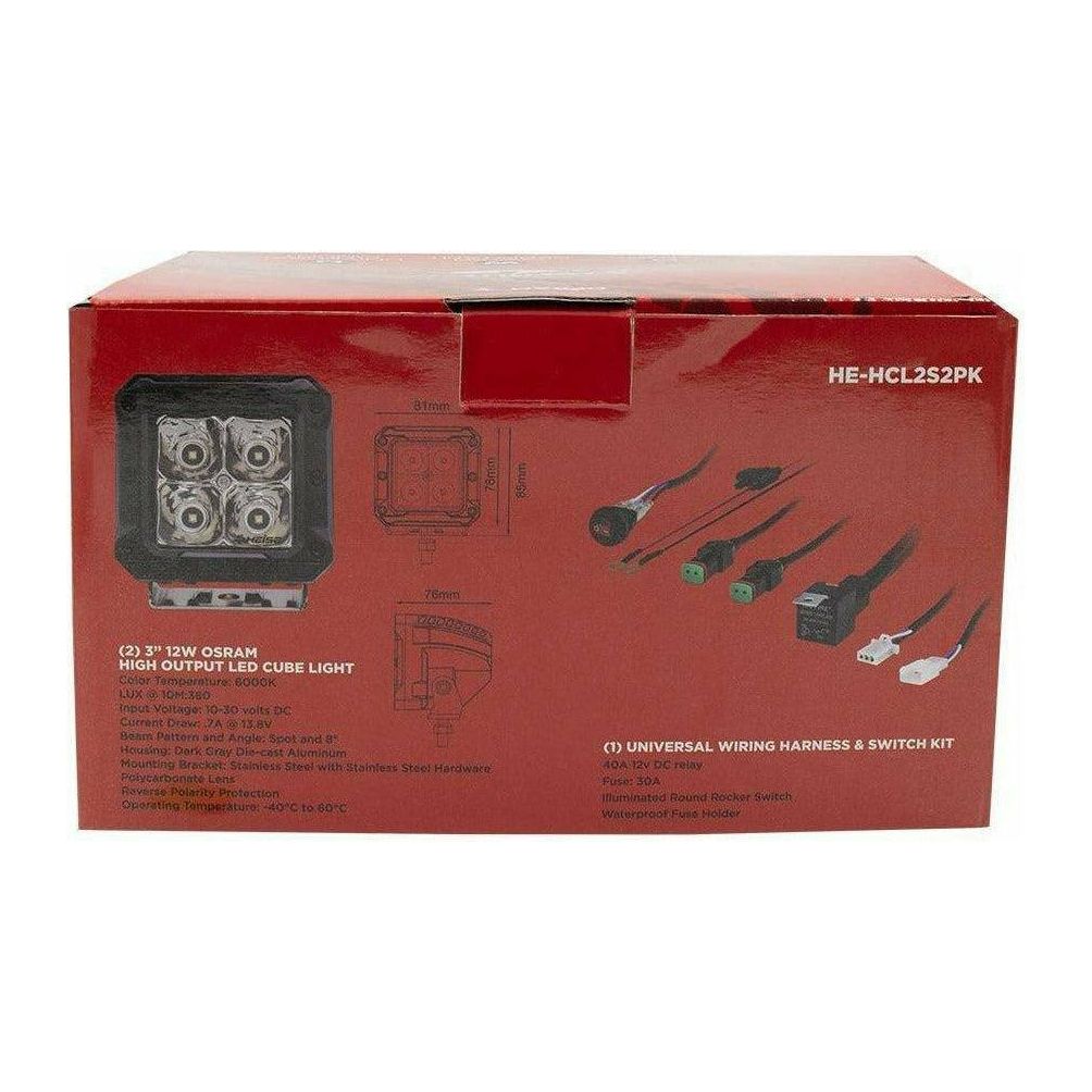 High Output Cube Spot Light 3" with Harness (Pair)