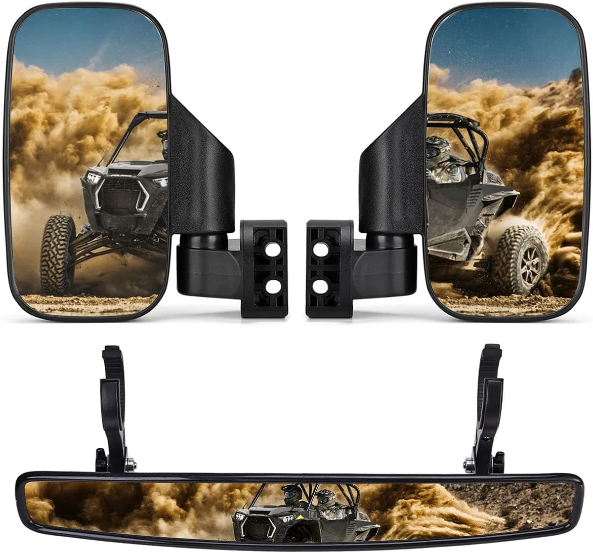 Kemimoto Side Mirrors & Rear Mirror w/1.75"-2" Roll Bar Cage
