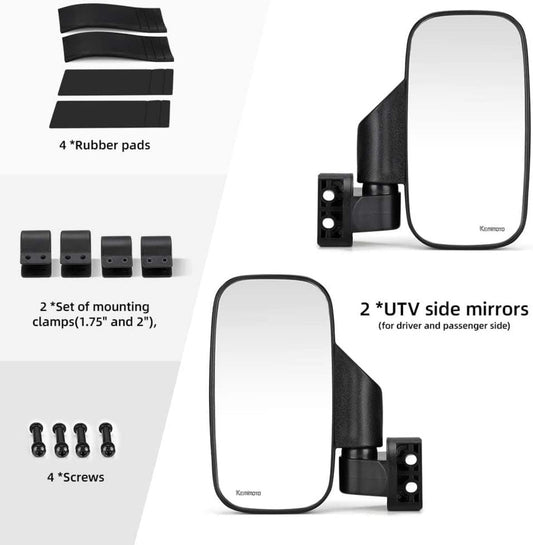 Kemimoto Side Mirrors & Rear Mirror w/1.75"-2" Roll Bar Cage