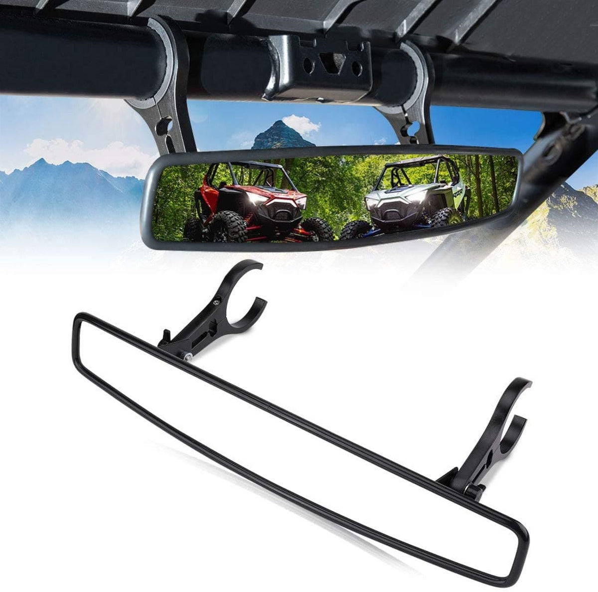 Kemimoto Side Mirrors & Rear Mirror w/1.75"-2" Roll Bar Cage