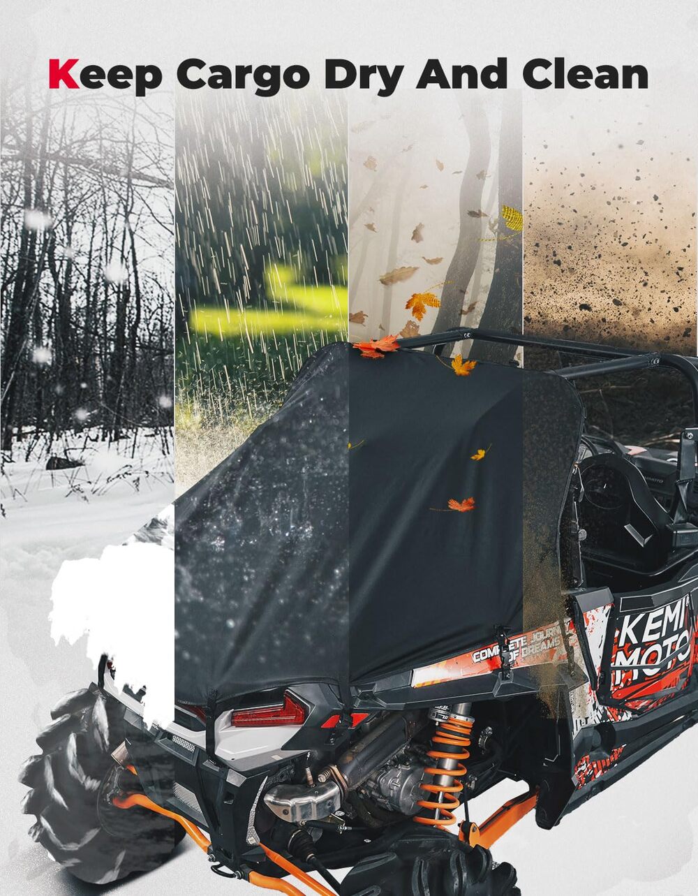 Kemimoto '14-'23 Polaris RZR XP 1000 /Turbo UTV Cargo Bed Cover