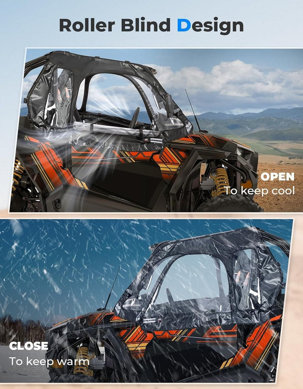 Kemimoto '14-'23 Polaris RZR XP 1000/XP Turbo Soft Upper Doors