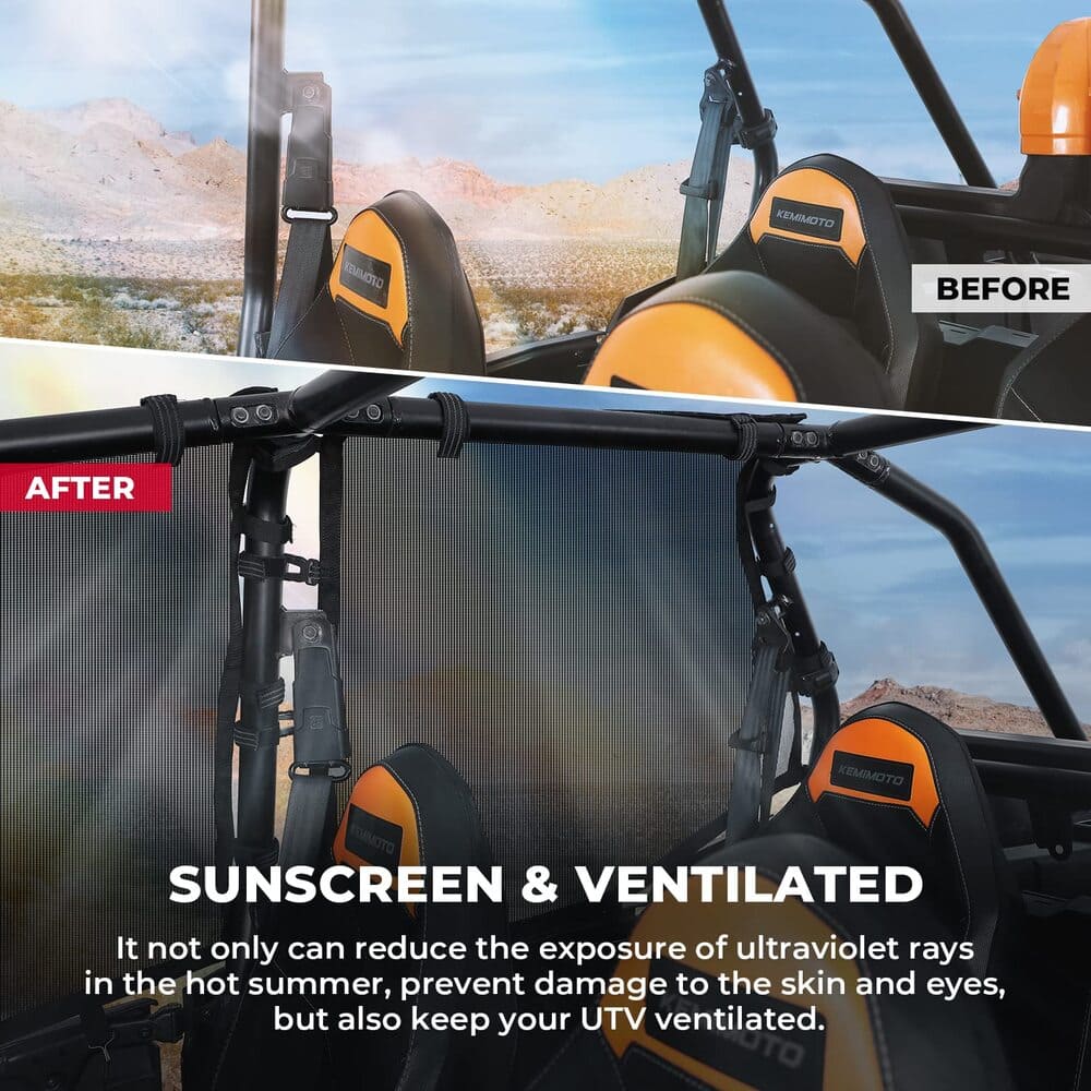 Kemimoto '14-'23 Polaris RZR XP 4 1000 Side Window Mesh Net