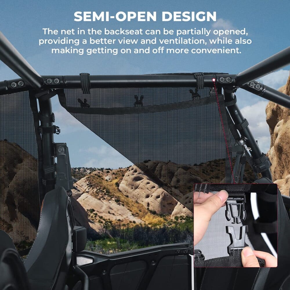 Kemimoto '14-'23 Polaris RZR XP 4 1000 Side Window Mesh Net