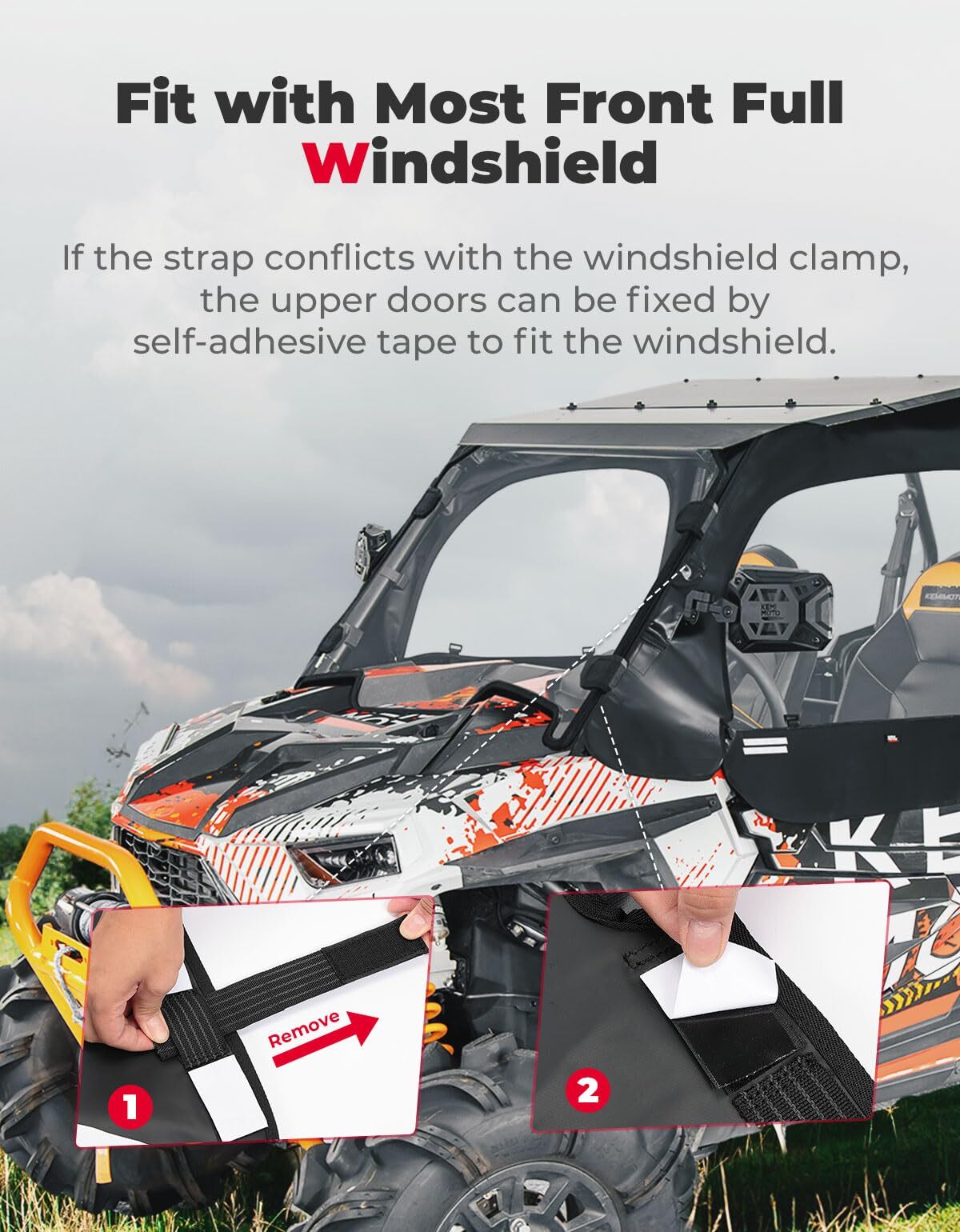 Kemimoto '14-'23 Polaris RZR XP 4 1000 Soft Upper Door Cab Enclosure Set