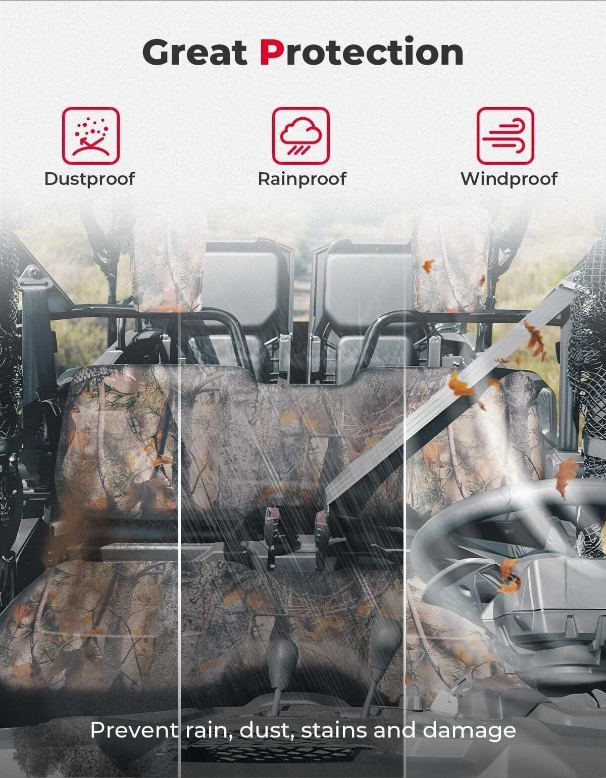 Kemimoto '14-'24 Honda Pioneer 700 Camo Seat Covers