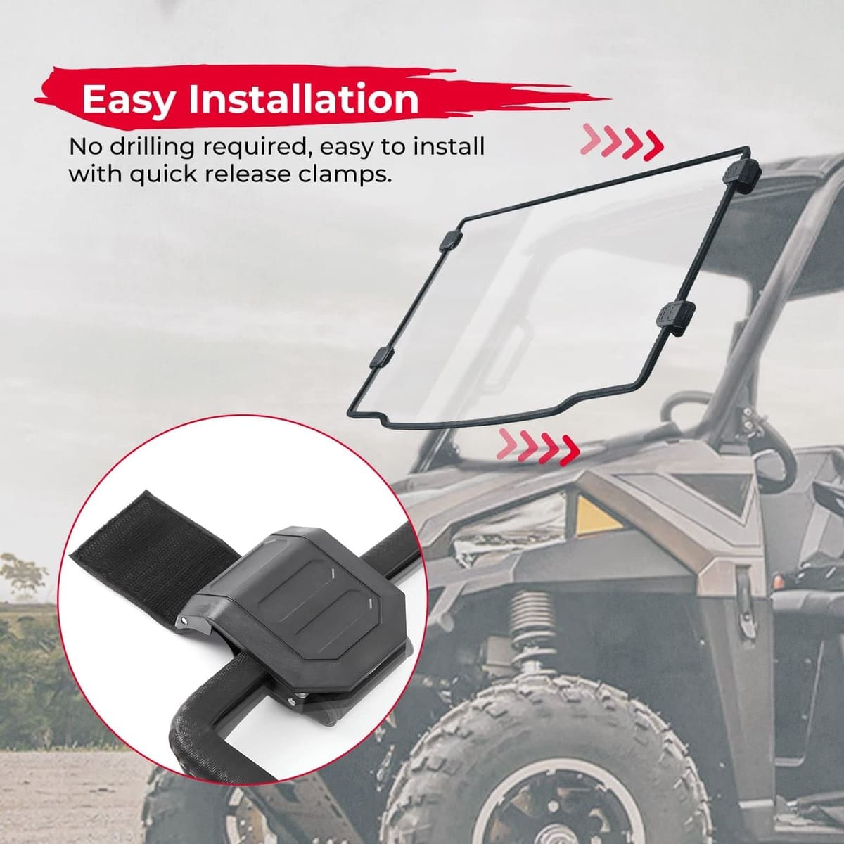 Kemimoto '15-'22 Polaris Ranger Midsize 570 Front Full Windshield