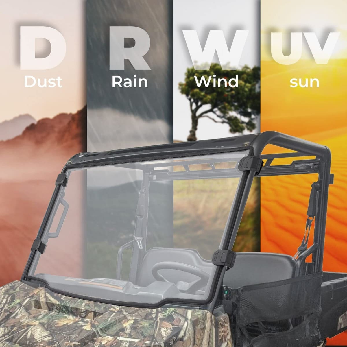 Kemimoto '15-'22 Polaris Ranger Midsize 570 Front Full Windshield