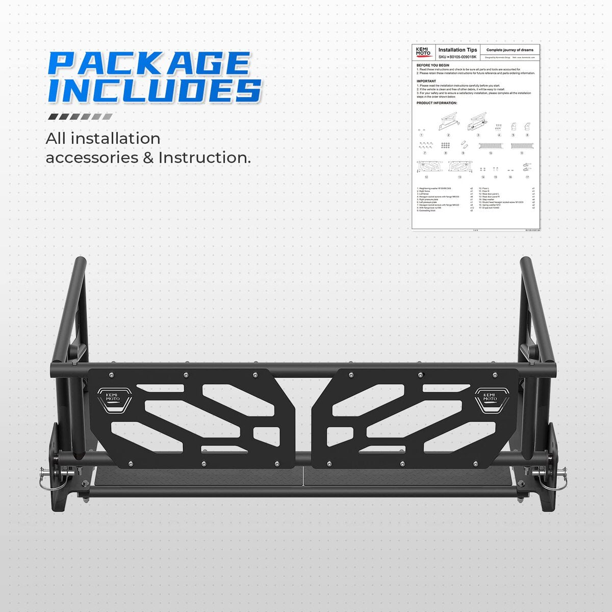 Kemimoto '16-'23 Honda Pioneer Rear Cargo Bed Extender