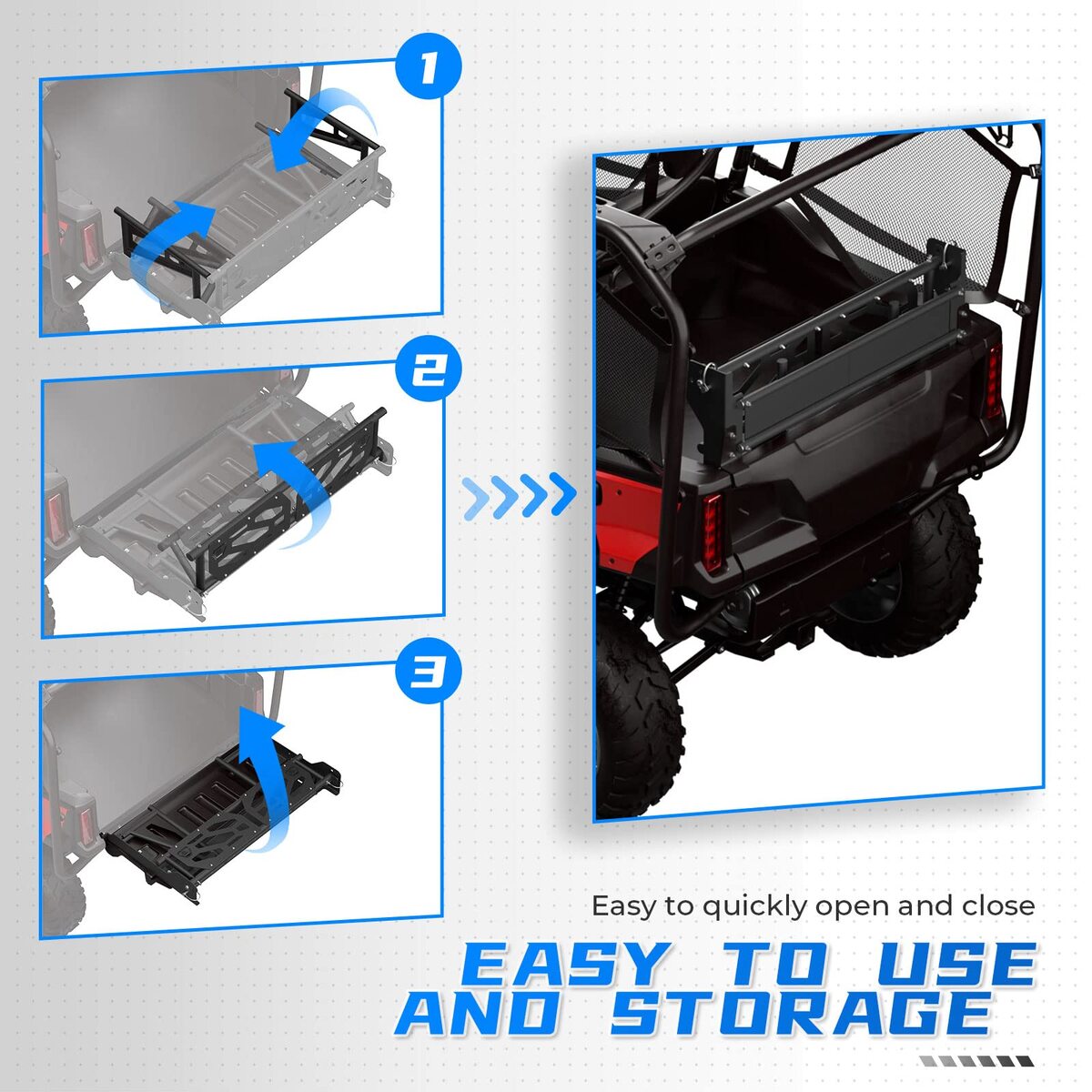 Kemimoto '16-'23 Honda Pioneer Rear Cargo Bed Extender
