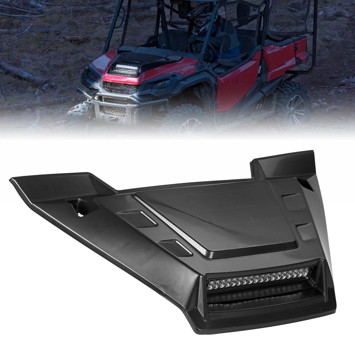 Kemimoto '16-'24 Honda Pioneer 1000 Sport Hood Scoop w/LED Spot Light