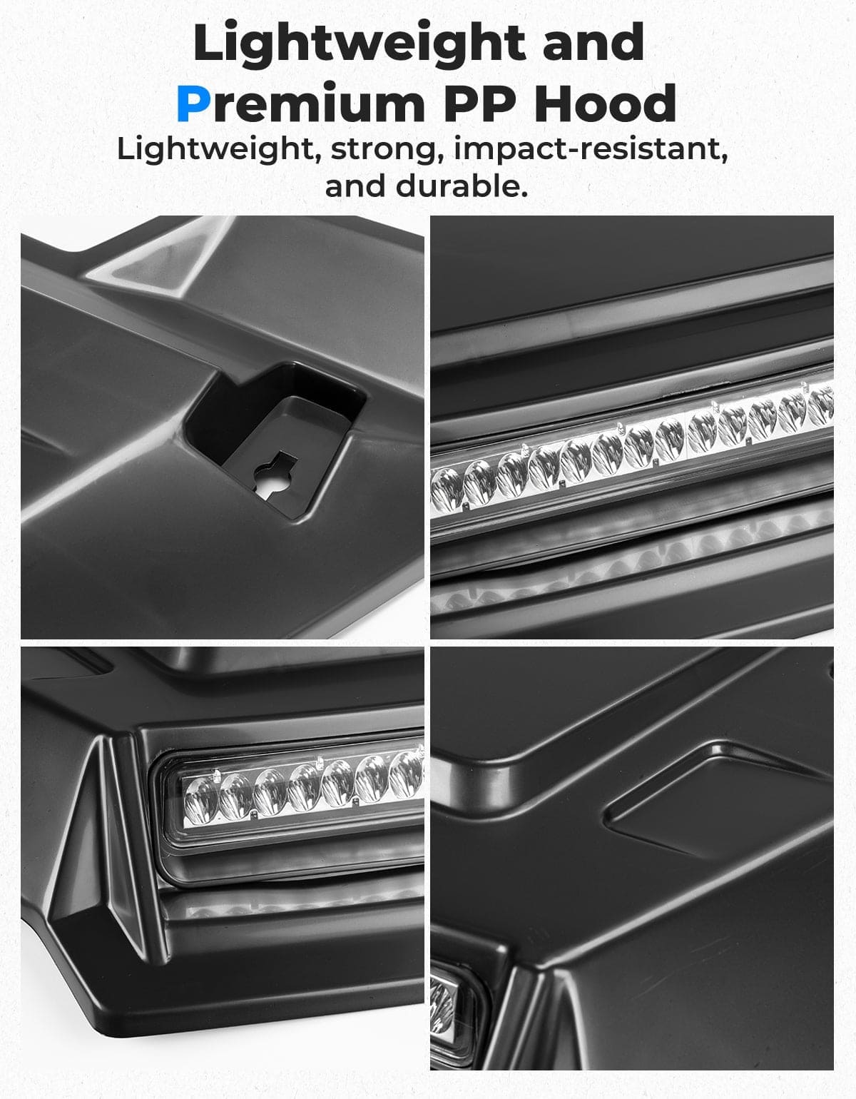 Kemimoto '16-'24 Honda Pioneer 1000 Sport Hood Scoop w/LED Spot Light