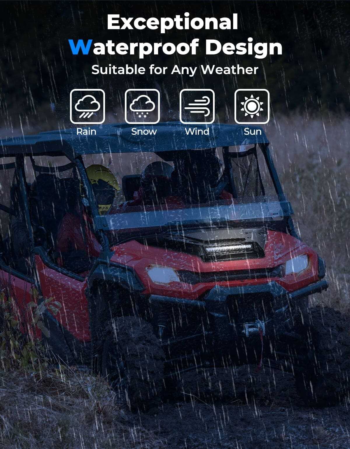 Kemimoto '16-'24 Honda Pioneer 1000 Sport Hood Scoop w/LED Spot Light