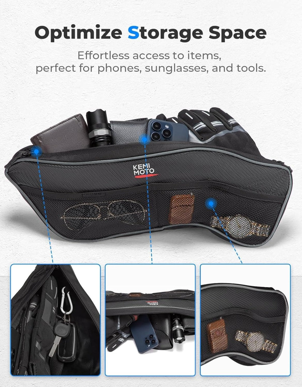 Kemimoto '16-'24 Polaris General 1000 2PCS Front Upper Door Bags