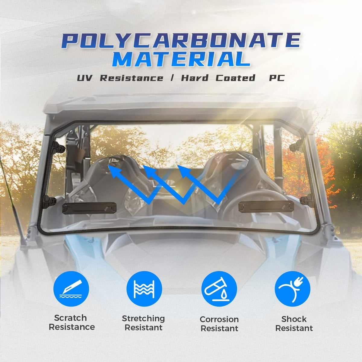 Kemimoto '16-'24 Polaris General XP 1000 Vented Full Windshield