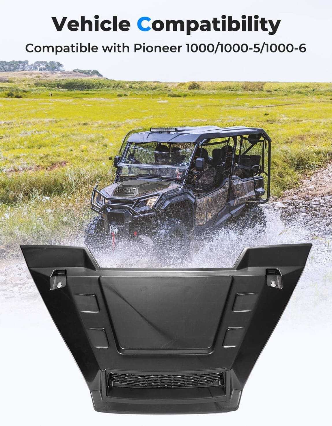Kemimoto '16-'25 Honda Pioneer 1000 Sport Hood Scoop with Mesh