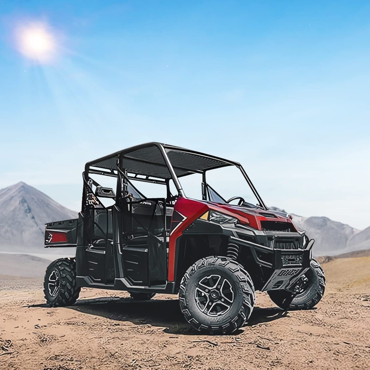 Kemimoto '17-'24 Polaris Ranger 1000 Crew UTV Soft Top Window Net Mesh Fit