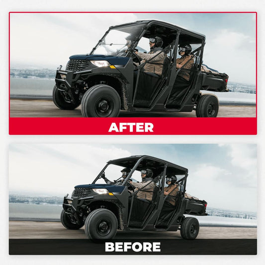 Kemimoto '17-'24 Polaris Ranger 1000/XP 1000/Crew 2-In-1 Flip Up Windshield
