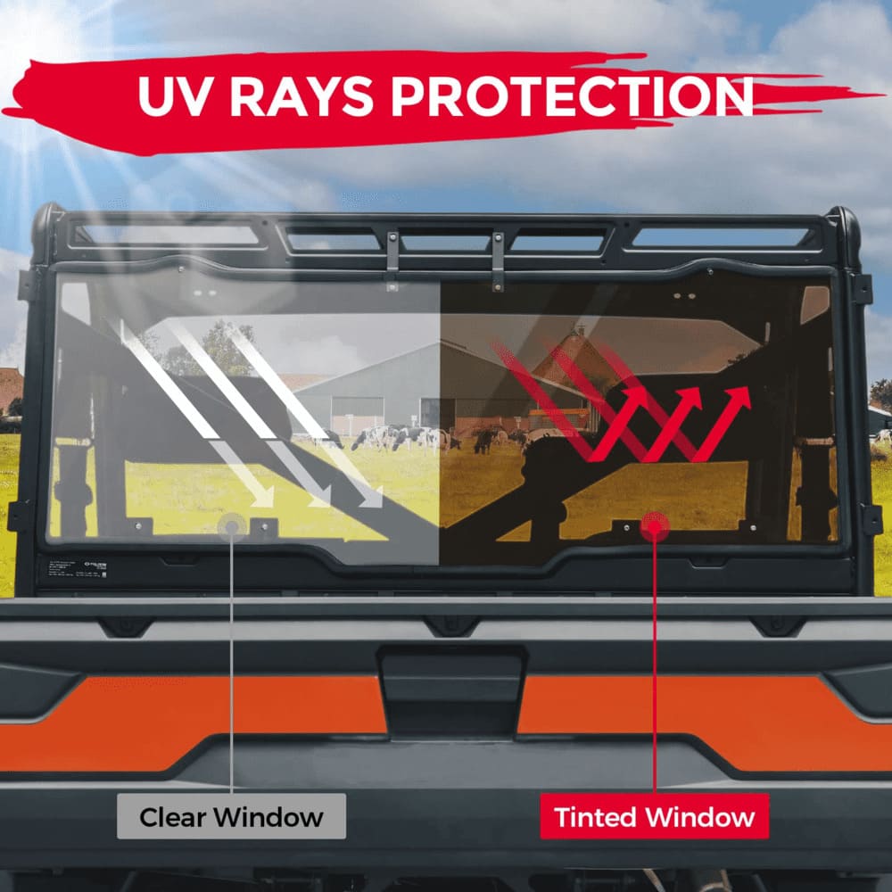 Kemimoto '17-'24 Polaris Ranger Tint Anti UV Rear Windshield
