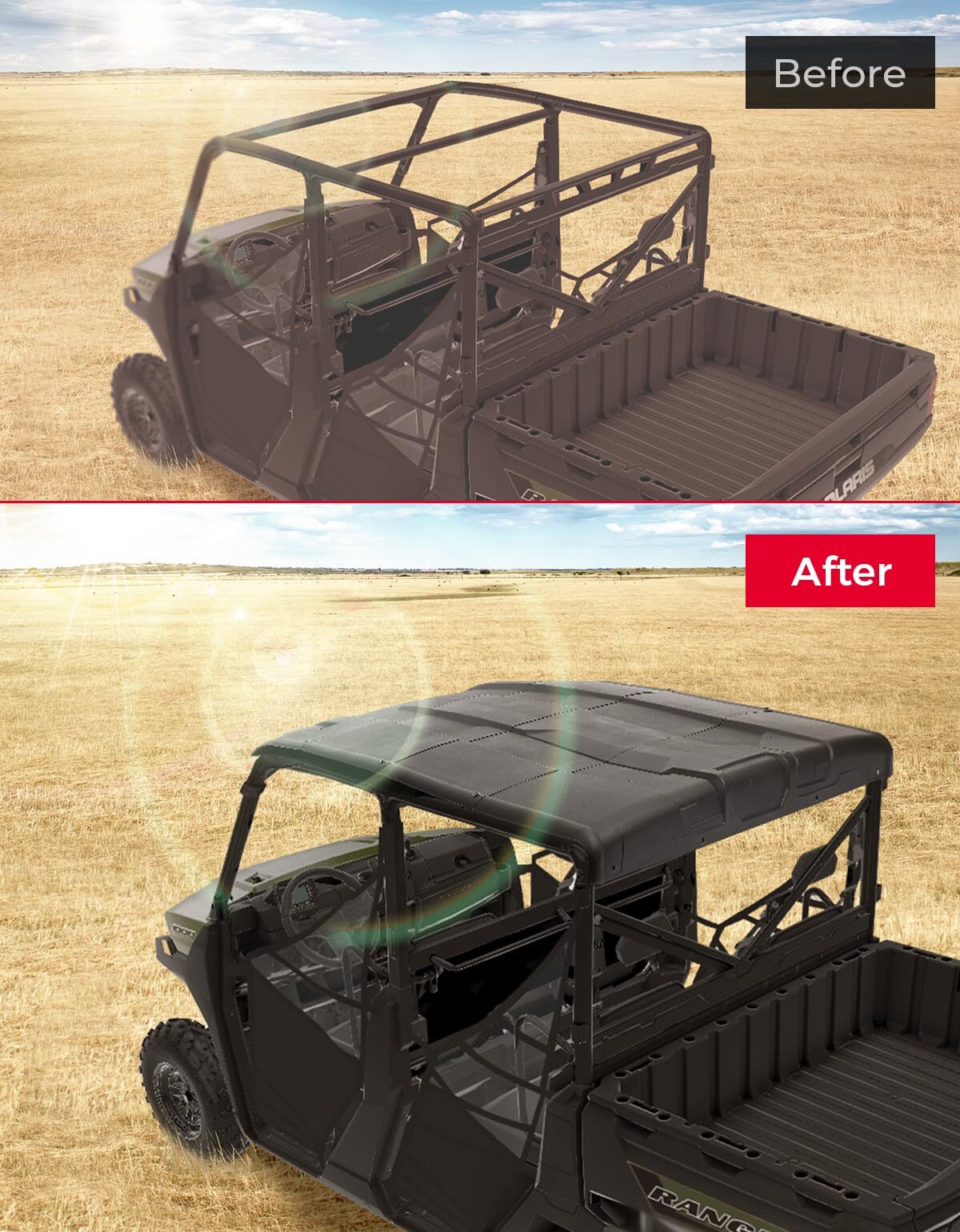 Kemimoto '17-'24 Polaris Ranger XP 1000 Crew 6-Seat Crew Roof Top Hard
