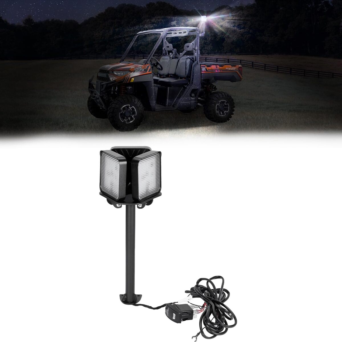 Kemimoto '18-'24 Polaris Ranger 1000/XP Work Light LED Spotlight
