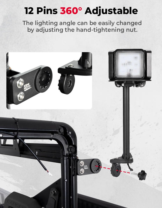 Kemimoto '18-'24 Polaris Ranger 1000/XP Work Light LED Spotlight