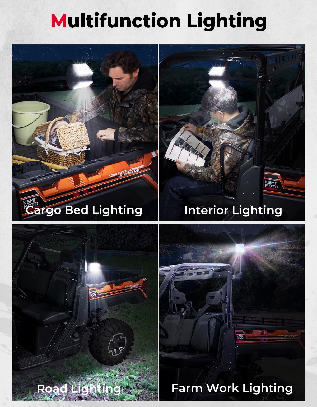 Kemimoto '18-'24 Polaris Ranger 1000/XP Work Light LED Spotlight
