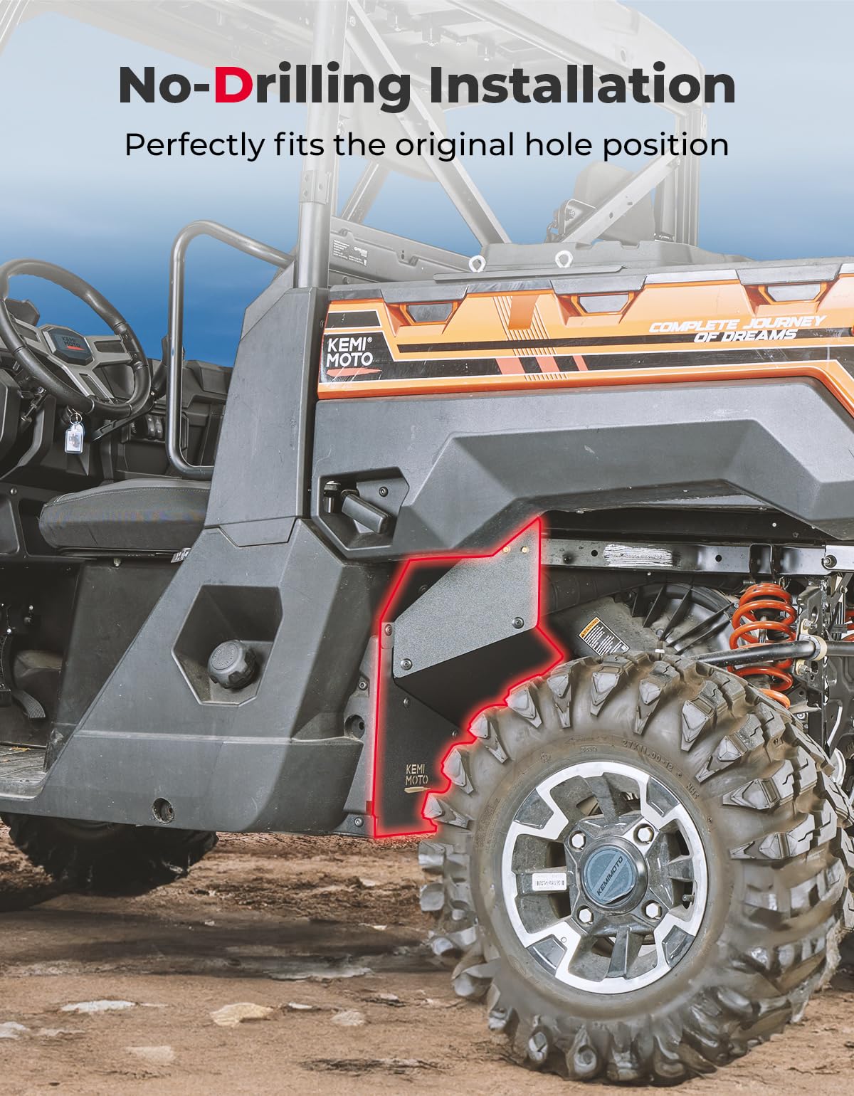 Kemimoto '18-'24 Polaris Ranger XP 1000/Crew 1 Pair Rear Fender Flares