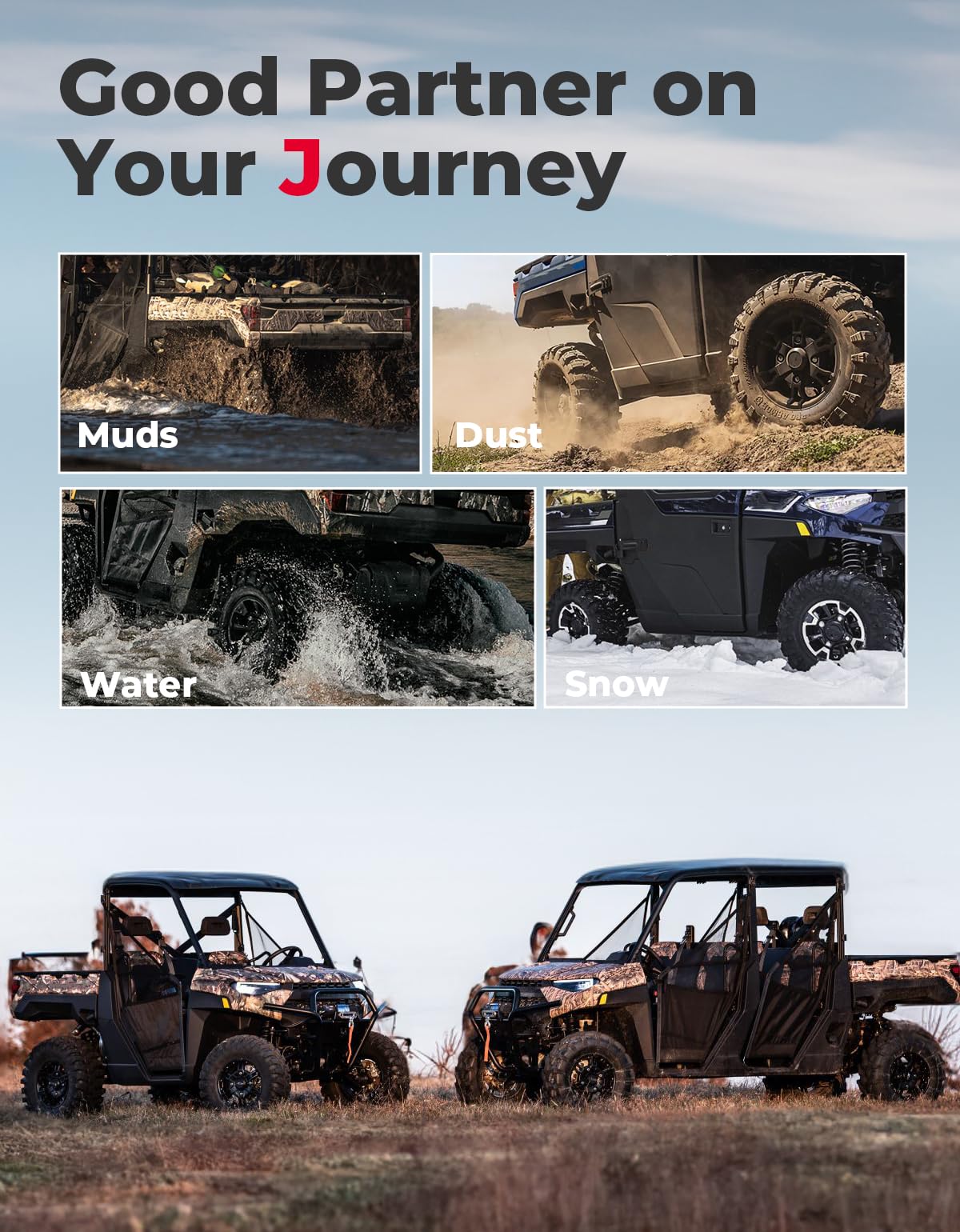 Kemimoto '18-'24 Polaris Ranger XP 1000/Crew 1 Pair Rear Fender Flares