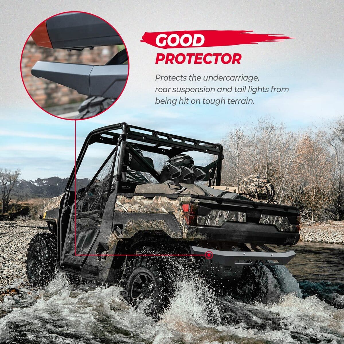 Kemimoto '18-'24 Polaris Ranger XP 1000 Rear Brushguard Bumper