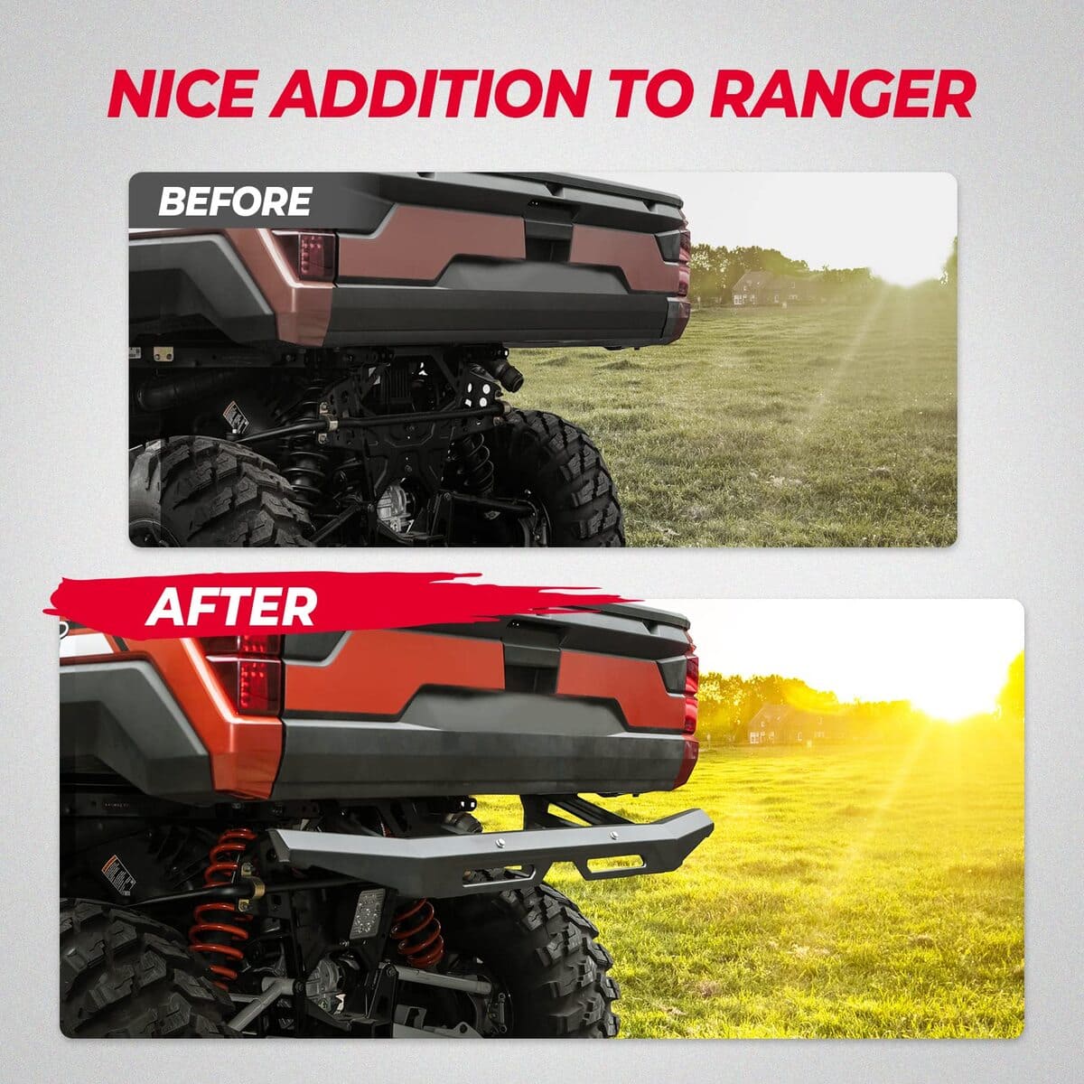Kemimoto '18-'24 Polaris Ranger XP 1000 Rear Brushguard Bumper