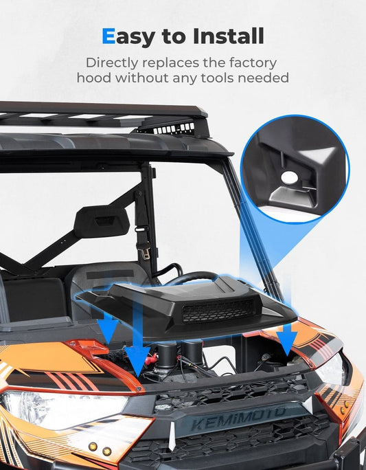 Kemimoto '18-'24 Polaris Ranger XP 1000 Hood Scoop