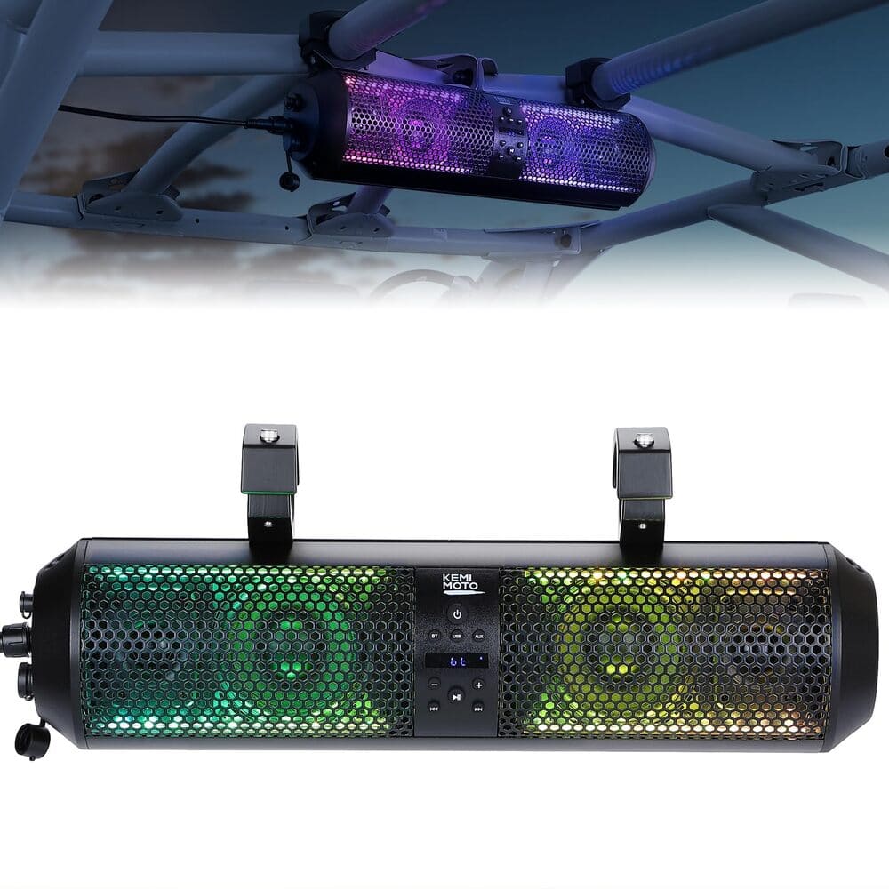 Kemimoto 18" UTV Sound Bar with RGB & Bluetooth for 1.56"-2.25" Cages