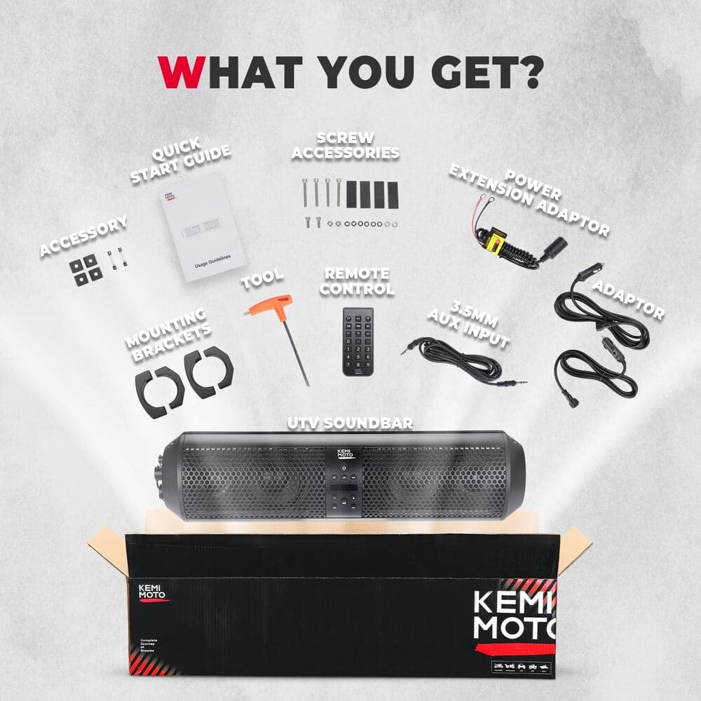 Kemimoto 18" UTV Sound Bar with RGB & Bluetooth for 1.56"-2.25" Cages