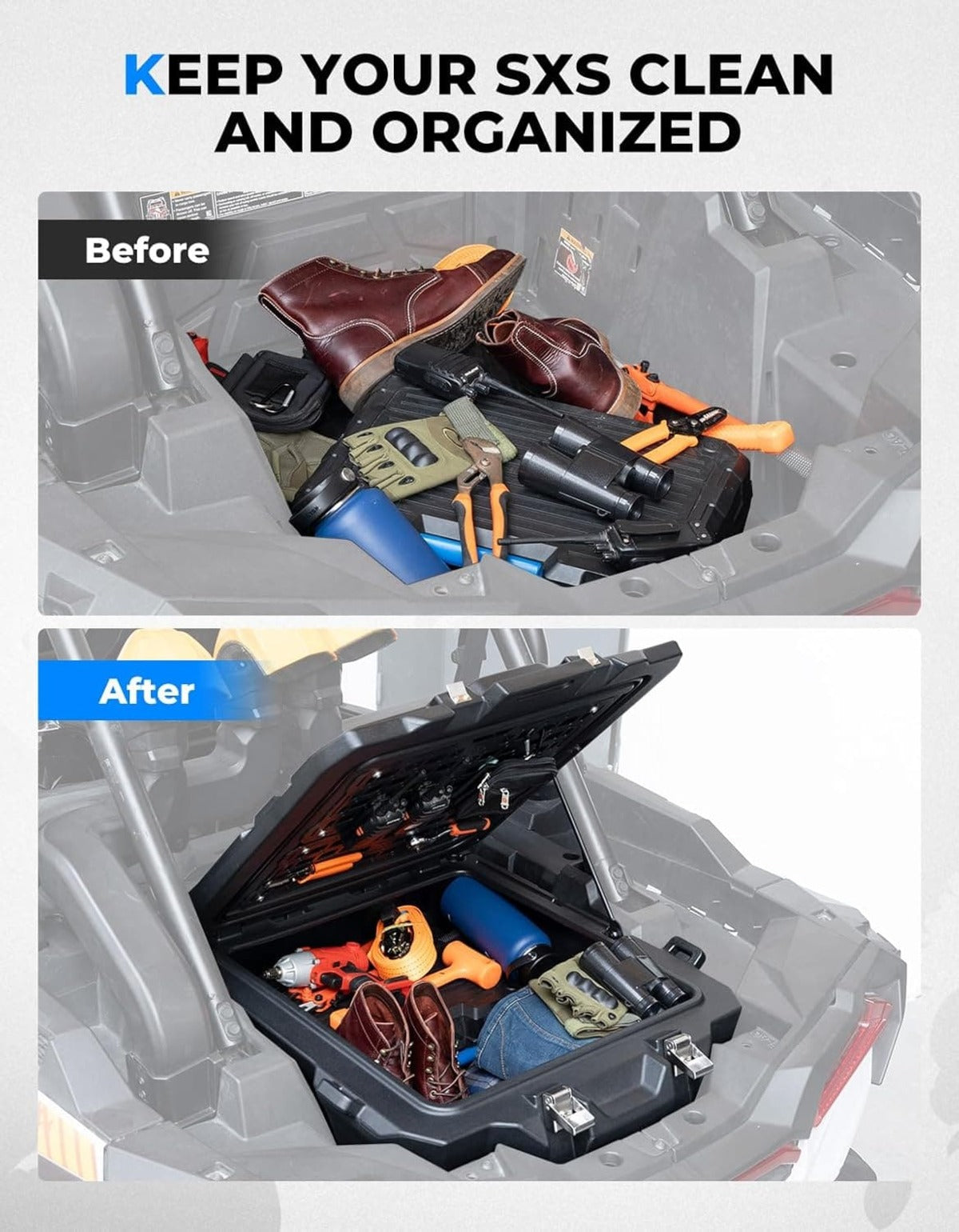 Kemimoto '19-'23 Polaris RZR XP 1000 /4 100L Rear Box Section Storage Container