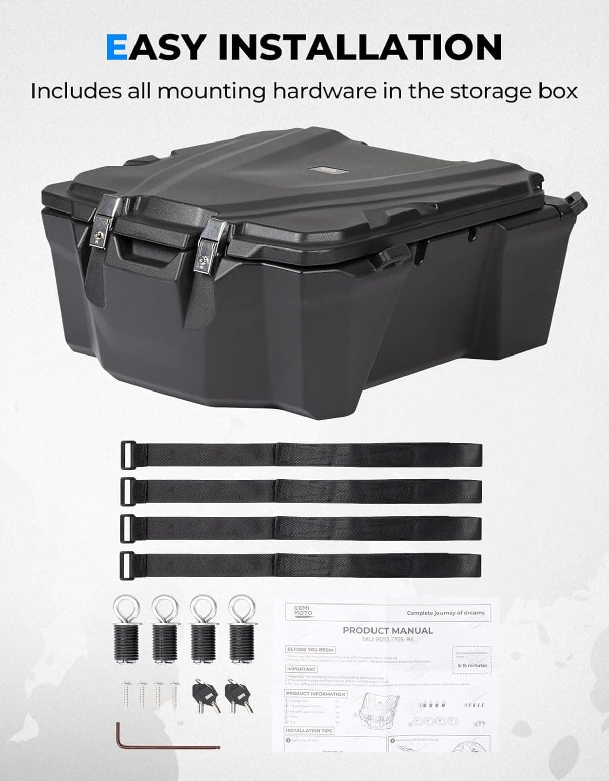 Kemimoto '19-'23 Polaris RZR XP 1000 /4 100L Rear Box Section Storage Container
