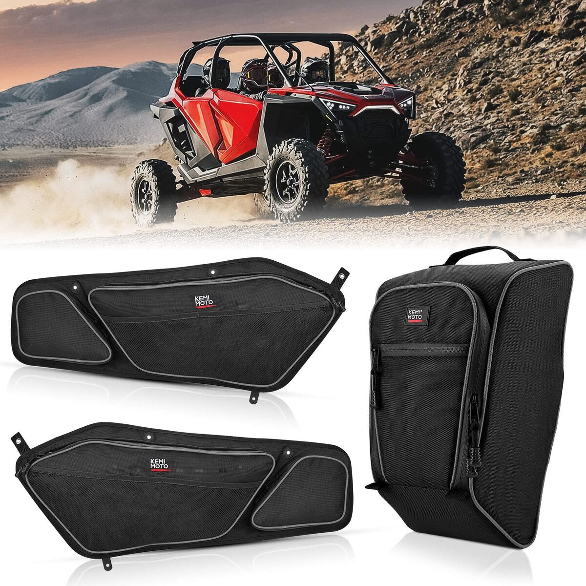 Kemimoto '20-'24 Polaris RZR PRO XP 1680D Door Bags & Center Bag