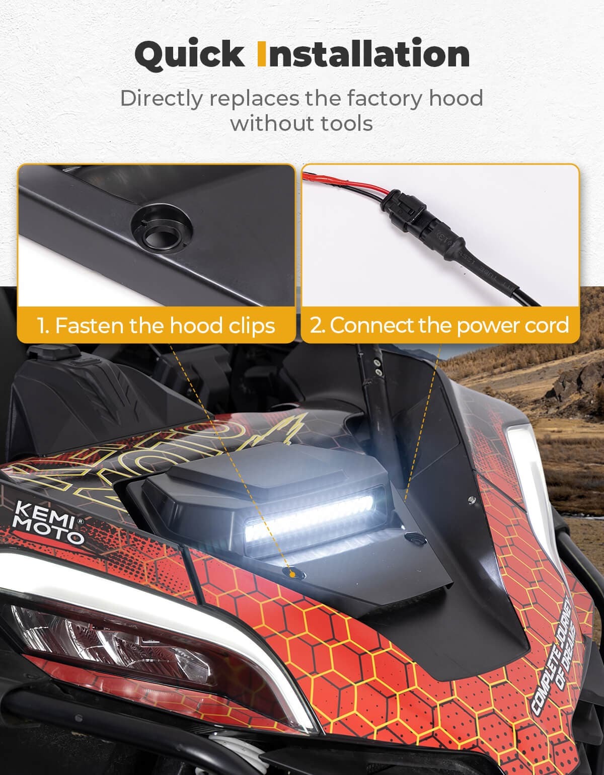 Kemimoto '20+ CF Moto ZForce 950 UTV Hood Scoop with Light