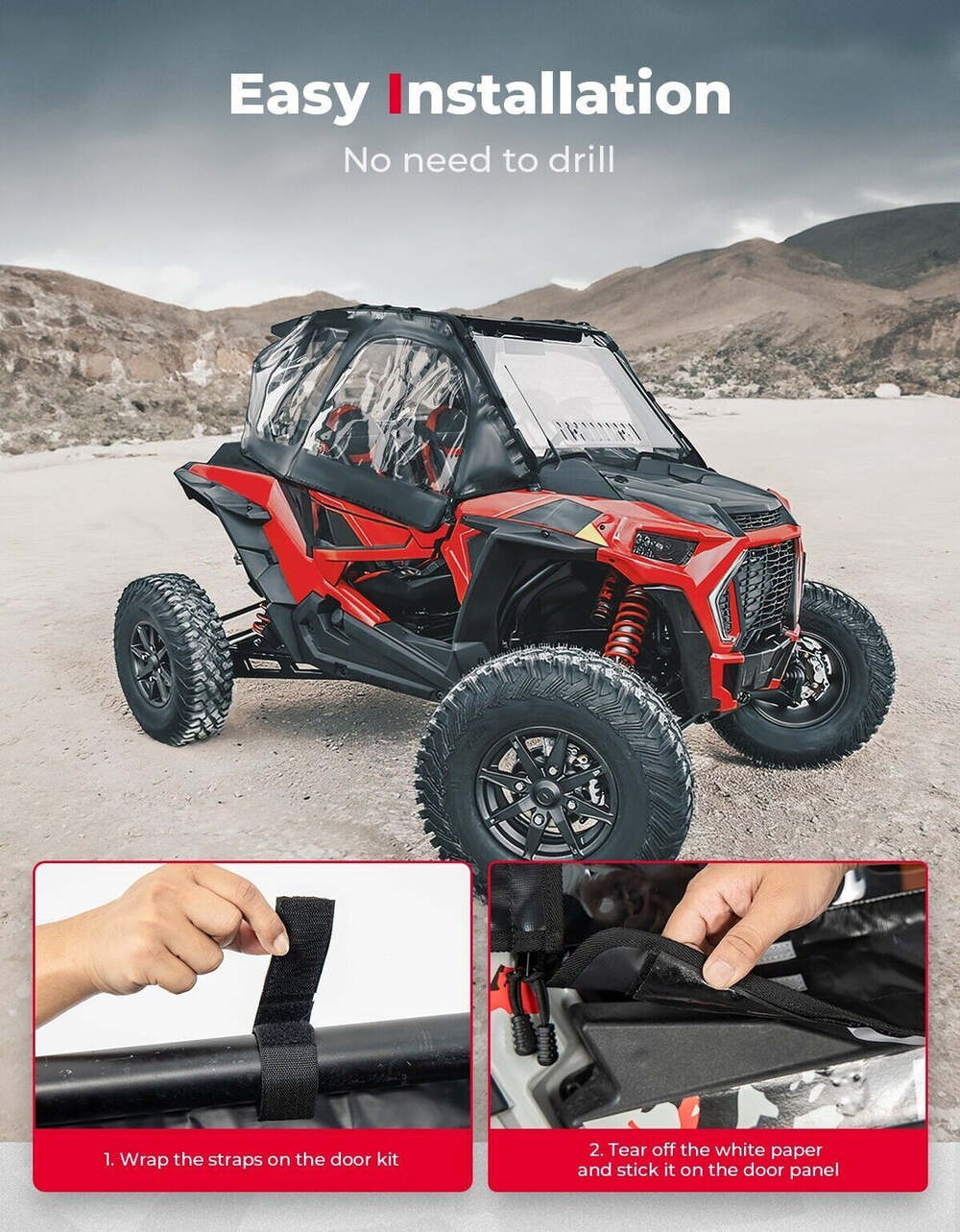 Kemimoto 2014+ Polaris RZR XP 1000/Turbo Soft Cab Enclosure Upper Windows
