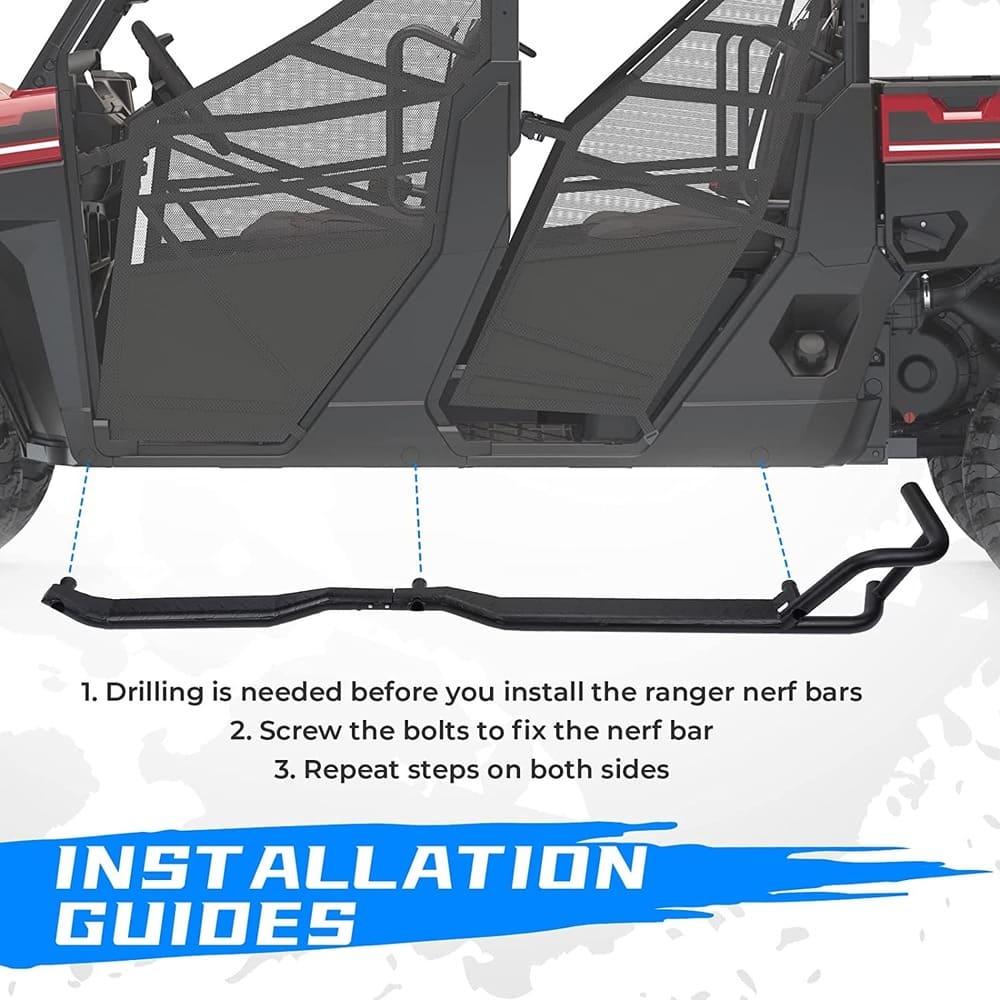 Kemimoto 2019+ Polaris Ranger Crew XP 1000 Nerf Bars Rock Sliders