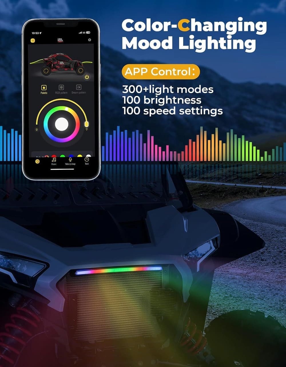 Kemimoto 2024+ Polaris RZR XP 1000 /4 Front Light Chasing Color Light