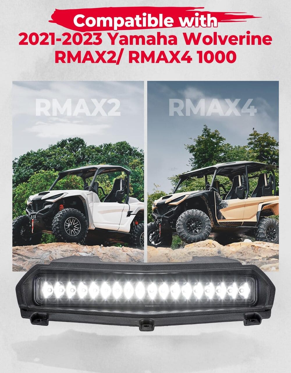 Kemimoto '21-'23 Yamaha Wolverine RMAX X2/X4 1000 LED Hood Scoop Light