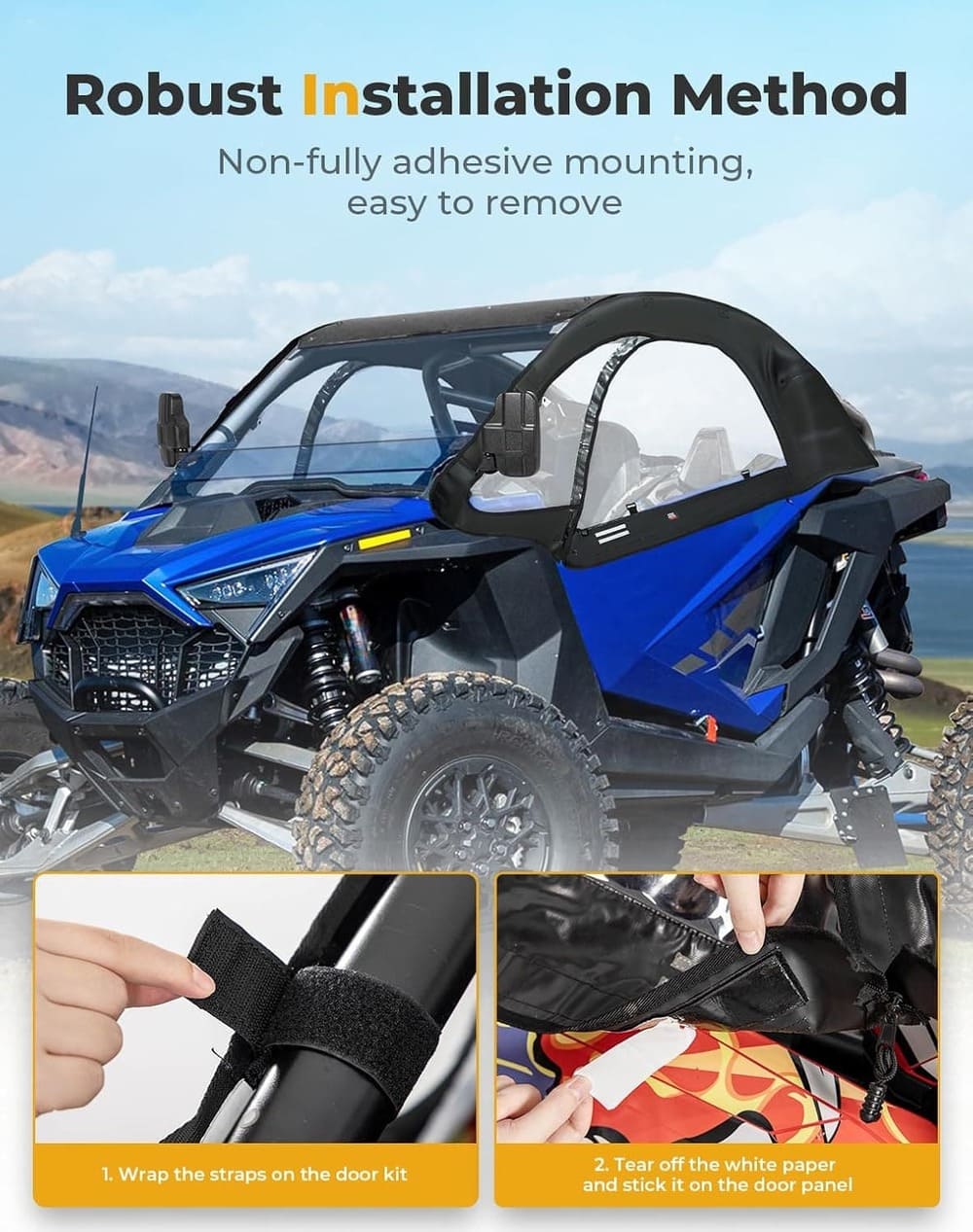 Kemimoto '22-'24 Polaris RZR PRO R Upper Doors Soft Cab Enclosures