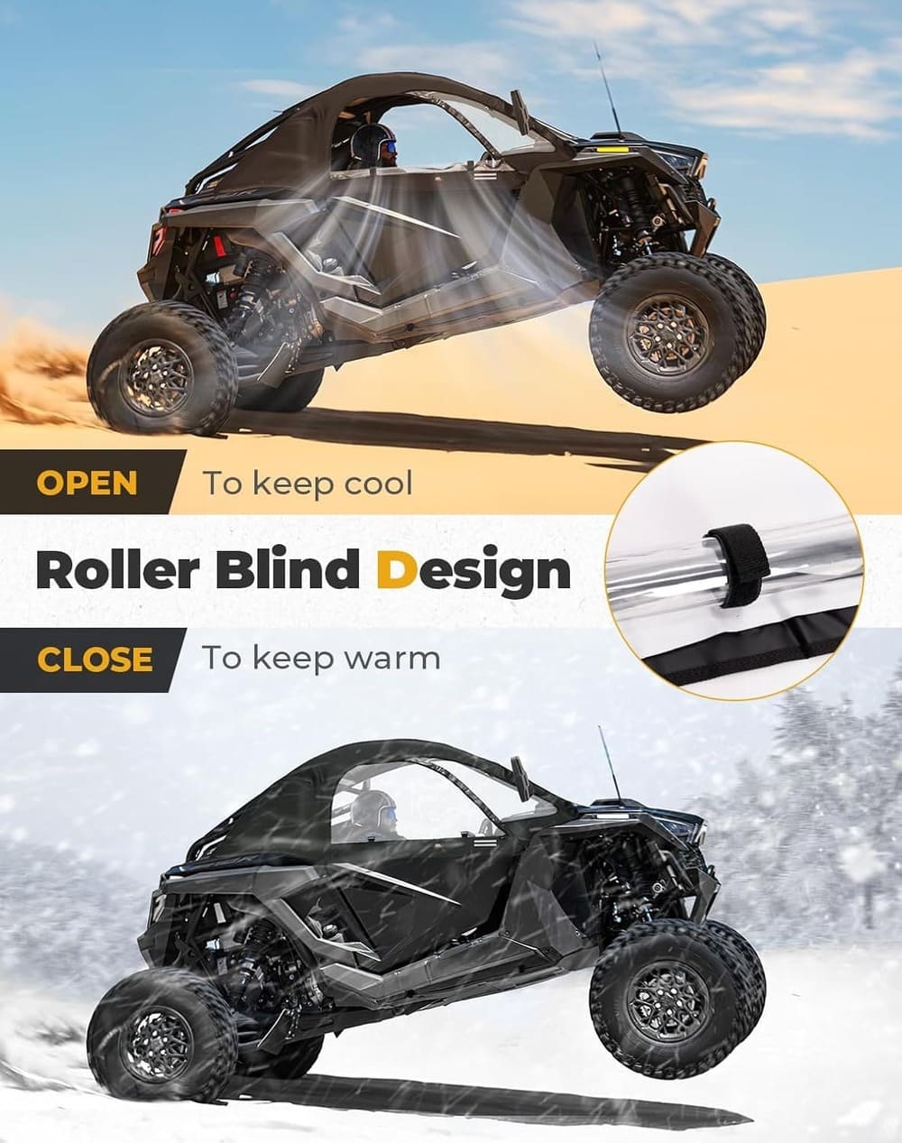 Kemimoto '22-'24 Polaris RZR PRO R Upper Doors Soft Cab Enclosures