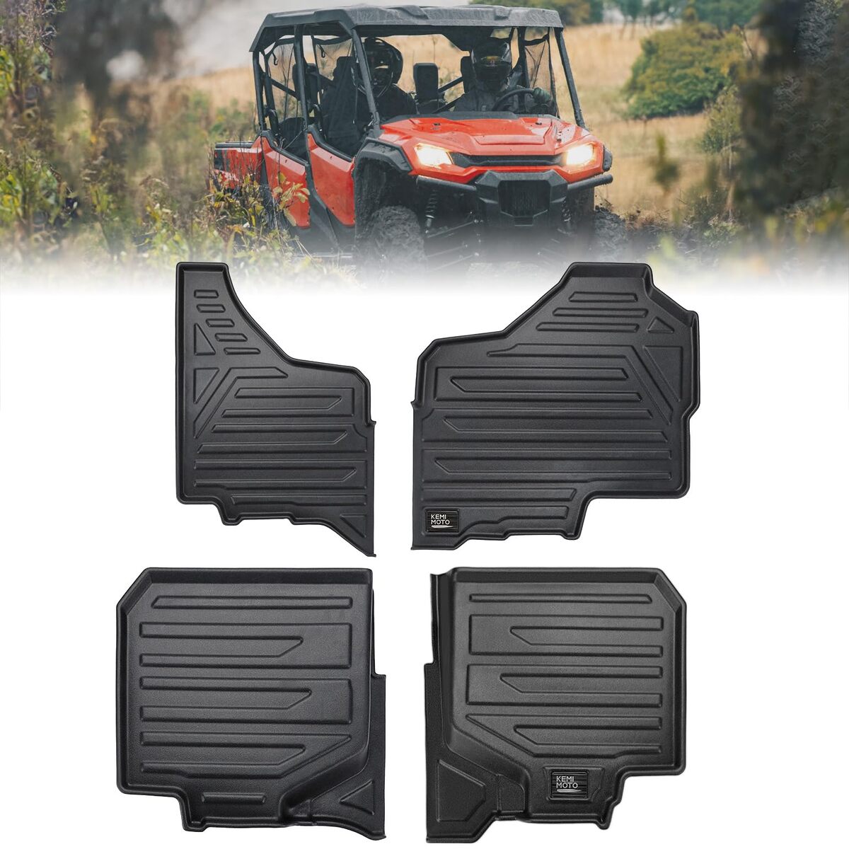 Kemimoto '23 Honda Pioneer 1000-6 Anti-Slip Floor Mats 4Pcs