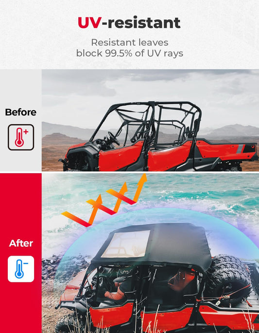 Kemimoto '23 Honda Pioneer 1000-6 Soft Top Water-Resistant Roof Top