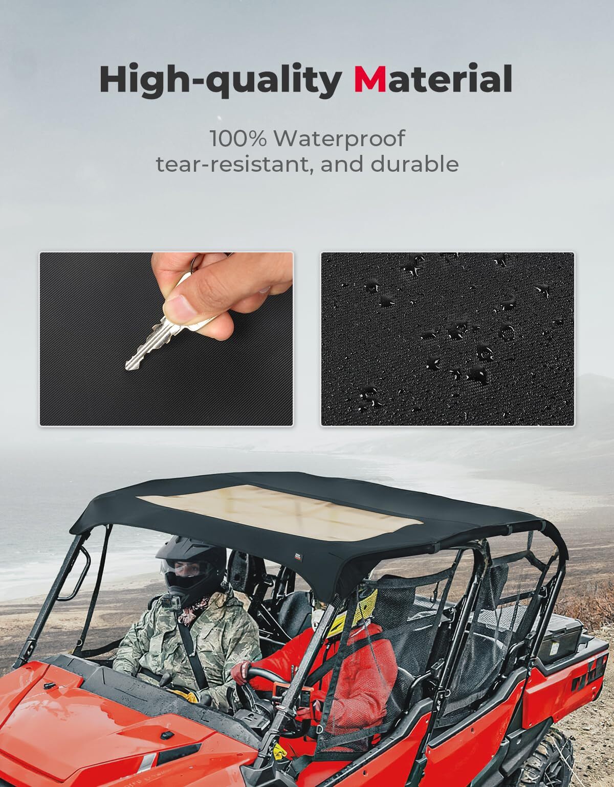 Kemimoto '23 Honda Pioneer 1000-6 Soft Top Water-Resistant Roof Top