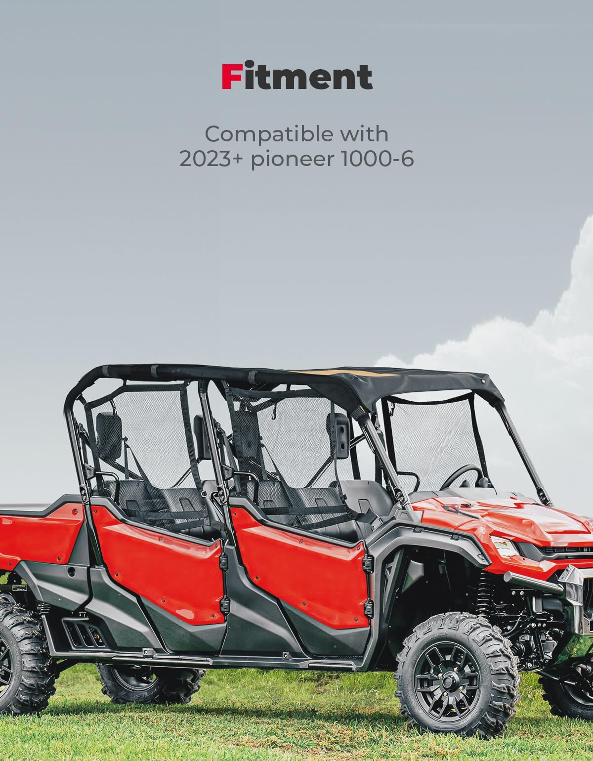 Kemimoto '23 Honda Pioneer 1000-6 Soft Top Water-Resistant Roof Top